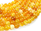 Banded Agate Beads, Yellow, 10mm (10.5mm) Round-BeadBasic
