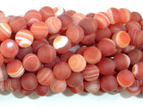Matte Banded Agate Beads, Red & Orange, 8mm Round Beads-BeadBasic