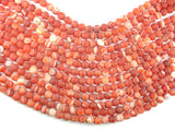Matte Banded Agate Beads, Red & Orange, 8mm Round Beads-BeadBasic
