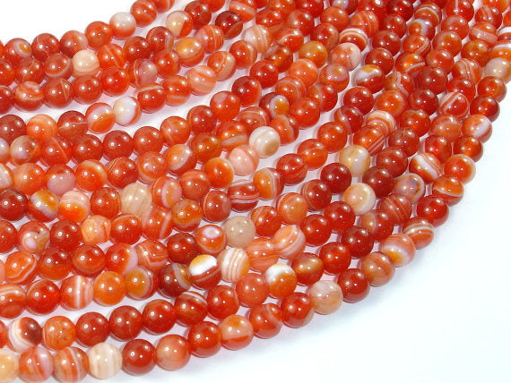 Banded Agate Beads, Red & Orange, 6 mm Round-BeadBasic