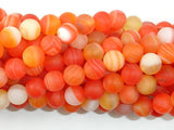 Matte Banded Agate Beads, Orange, 8mm Round Beads-BeadBasic