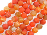 Matte Banded Agate Beads, Orange, 10mm Round Beads-BeadBasic