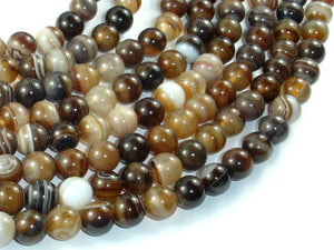 Banded Agate Beads, Brown, 8mm(8.4mm) Round-BeadBasic