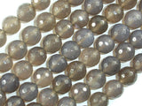 Gray Agate Beads, 10mm Faceted Round Beads-BeadBasic