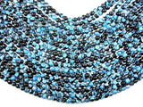 Agate Beads, Blue & Black, 6mm(6.3mm) Faceted Round-BeadBasic