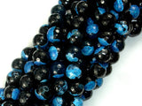 Agate Beads, Blue & Black, 10mm Faceted Round-BeadBasic