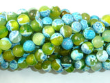 Agate Beads, Blue & Green, 8mm(8.4mm) Faceted-BeadBasic