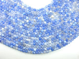 Fire Agate Beads, Blue & White, 6mm Faceted Round Beads-BeadBasic