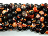 Agate Beads, Orange & Black, 8mm(8.3mm) Faceted-BeadBasic