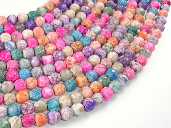 Crackle Agate Beads, Multi color, 6mm Round Beads-BeadBasic