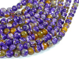 Agate Beads, Purple & Yellow, 8mm Faceted-BeadBasic