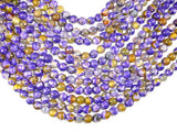 Agate Beads, Purple & Yellow, 8mm Faceted-BeadBasic