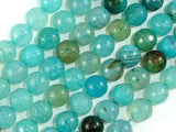 Light Blue Dragon Vein Agate Beads, 10mm Faceted Round-BeadBasic
