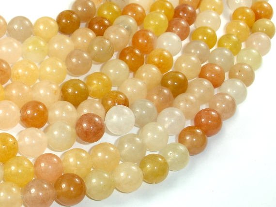 Yellow Jade Beads, 10mm(10.3mm) Round Beads-BeadBasic