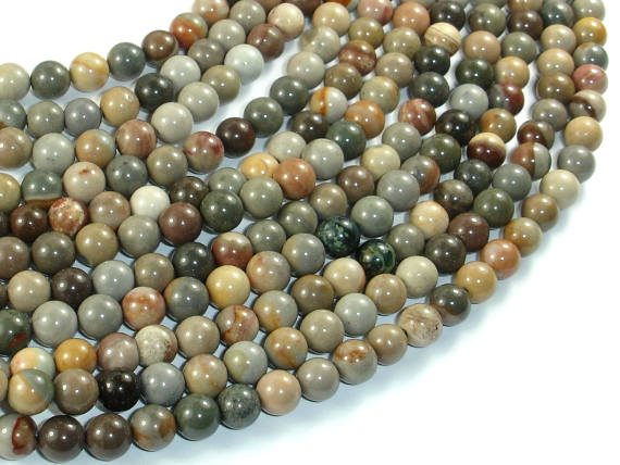 Silver Leaf Jasper Beads, 6mm Round Beads-BeadBasic