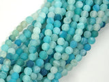 Frosted Matte Agate - Light Blue, 4mm Round Beads-BeadBasic