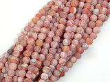 Matte Dragon Vein Agate - Orange & Red, 4mm Round Beads-BeadBasic