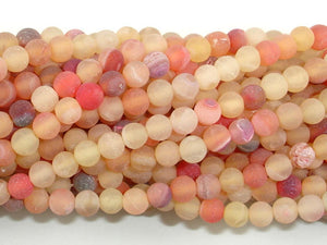Frosted Matte Agate - Peach, 4mm Round Beads-BeadBasic