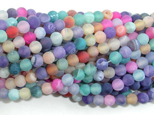 Frosted Matte Agate - Multi color, 4mm Round Beads-BeadBasic