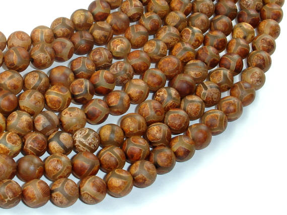 Tibetan Agate, 8mm Round Beads-BeadBasic