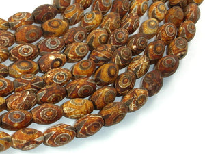 Tibetan Agate, 8x12mm Rice Beads-BeadBasic