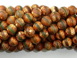 Crackle Tibetan Agate, 10mm Round Beads-BeadBasic