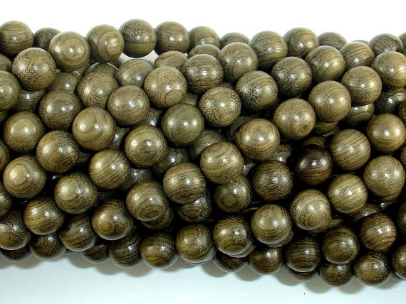 Green Silkwood Beads, 8mm Round Beads-BeadBasic