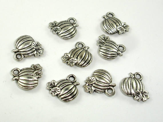 Pumpkin Charms, Zinc Alloy, Antique Silver Tone 20pcs-BeadBasic