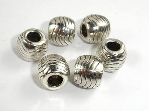 Large Hole Metal Round Spacer Beads, Zinc Alloy, Antique Silver Tone, 10mm 10pcs-BeadBasic