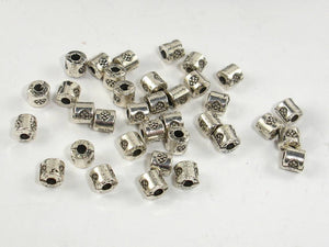 Metal Beads, Tube Spacer, Zinc Alloy, Antique Silver Tone 100pcs-BeadBasic
