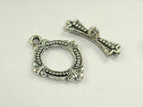 Metal Toggle Clasps , Antique Silver Tone, Ring 10 sets-BeadBasic