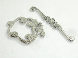 Metal Toggle Clasps, Antique Silver Tone, Ring, 4 sets-BeadBasic