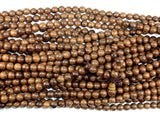 Gold Phoebe Ebony Beads, Gold Wire Sandalwood, 6mm Round Beads-BeadBasic