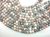 Matte Pink Zebra Jasper, 10mm Round Beads-BeadBasic