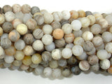 Matte Bamboo Leaf Agate, 6mm Round Beads-BeadBasic