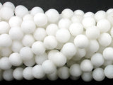 Matte White Jade Beads, 8mm Round Beads-BeadBasic