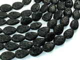Black Lava, 13x18mm Flat Teardrop Beads-BeadBasic