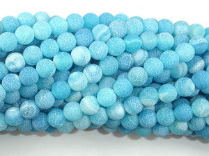 Frosted Matte Agate - Sea Blue, 6mm Round Beads-BeadBasic