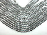 Hematite Beads, Silver, 8mm Round Beads-BeadBasic