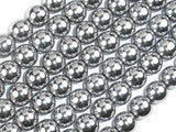 Hematite Beads, Silver, 10mm Round Beads-BeadBasic