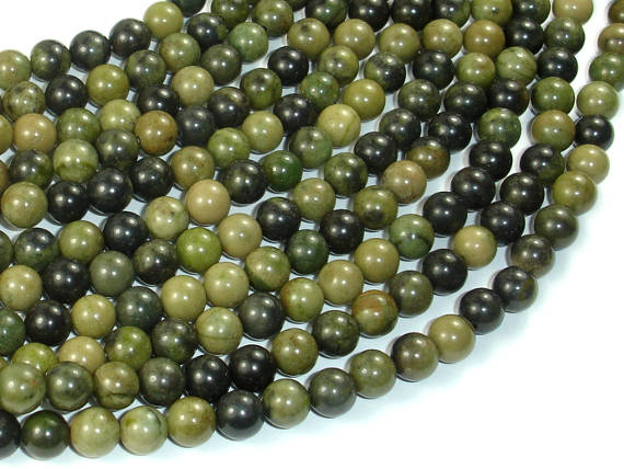 African Green Autumn Jasper Beads, 6mm (6.4mm)-BeadBasic