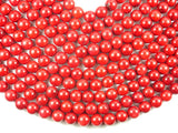 Red Bamboo Coral Beads, 12mm Round Beads-BeadBasic