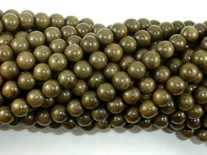 Green Silkwood Beads, 6mm Round Beads-BeadBasic