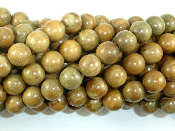 Green Sandalwood Beads, 10mm Round Beads-BeadBasic