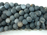 Frosted Matte Agate - Gray, 8mm Round Beads-BeadBasic