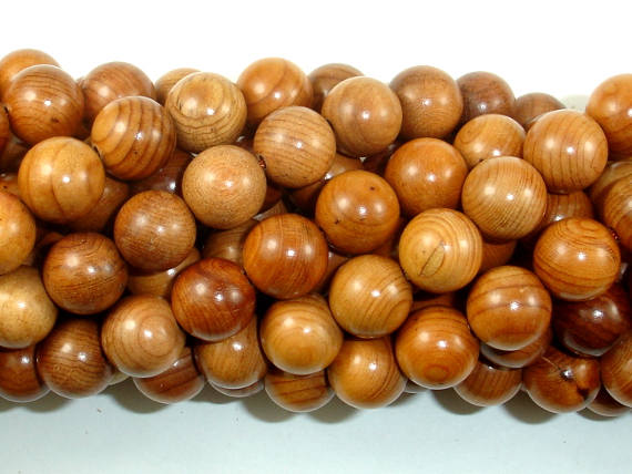 Taxus Chinensis Wood Beads, 10mm Round Beads-BeadBasic