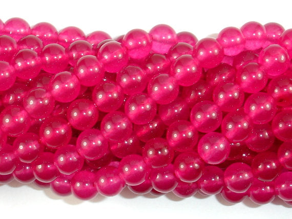 Jade Beads, Magenta, 8mm Round Beads-BeadBasic