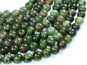 Dendritic Green Jade Beads, 10mm Round Beads-BeadBasic