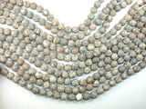 Matte Fossil Jasper Beads, 10mm, Round Beads-BeadBasic