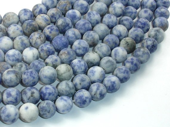 Matte Blue Spot Jasper Beads, 10mm Round Beads-BeadBasic